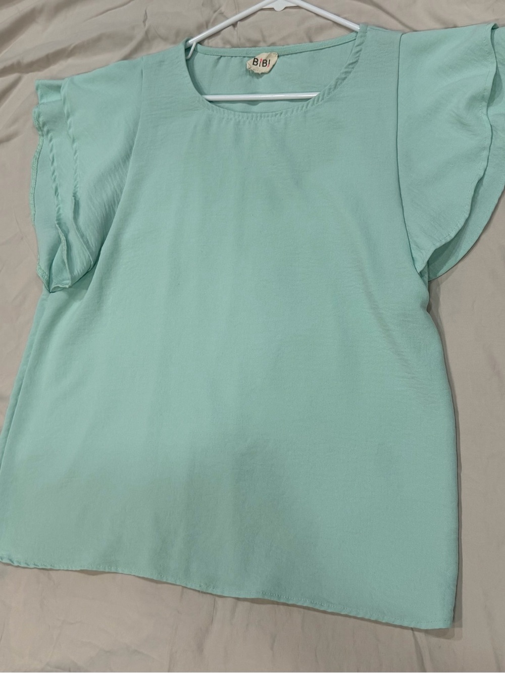 BiBi Mint Flutter Sleeve Blouse